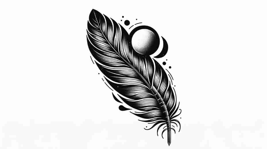 Contemporary heron feather tattoo design, symbolizing personal growth, spirituality, and a connection to nature.