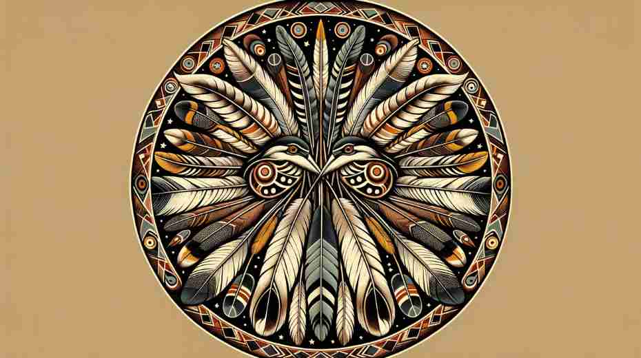 Native American art featuring heron feathers, showcasing traditional designs and cultural significance.