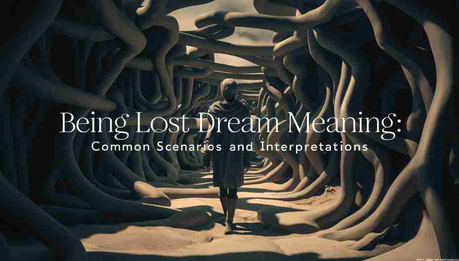 Surreal image illustrating the meaning and interpretations of being lost dreams Title: Visual representation of being lost dream meaning, scenarios, and interpretations