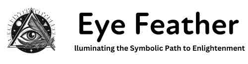 eye feather logo with an eye, feather, and poramid