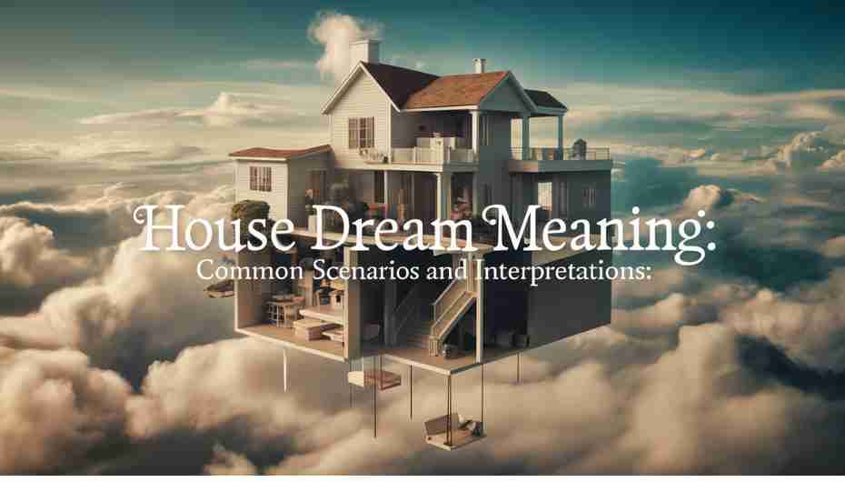 Surreal illustration of a house in the clouds, representing house dream meaning and interpretations.