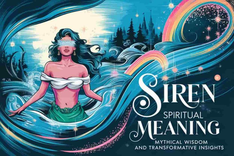 Ethereal underwater scene with a mysterious siren emerging from luminous waters, symbolizing the spiritual meaning and allure of sirens.